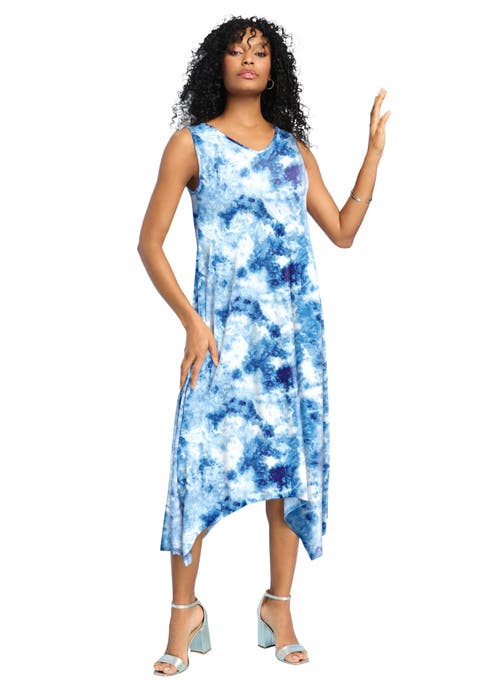 Plus Size Stretch Knit Mid Length Sleeveless Swing Dress