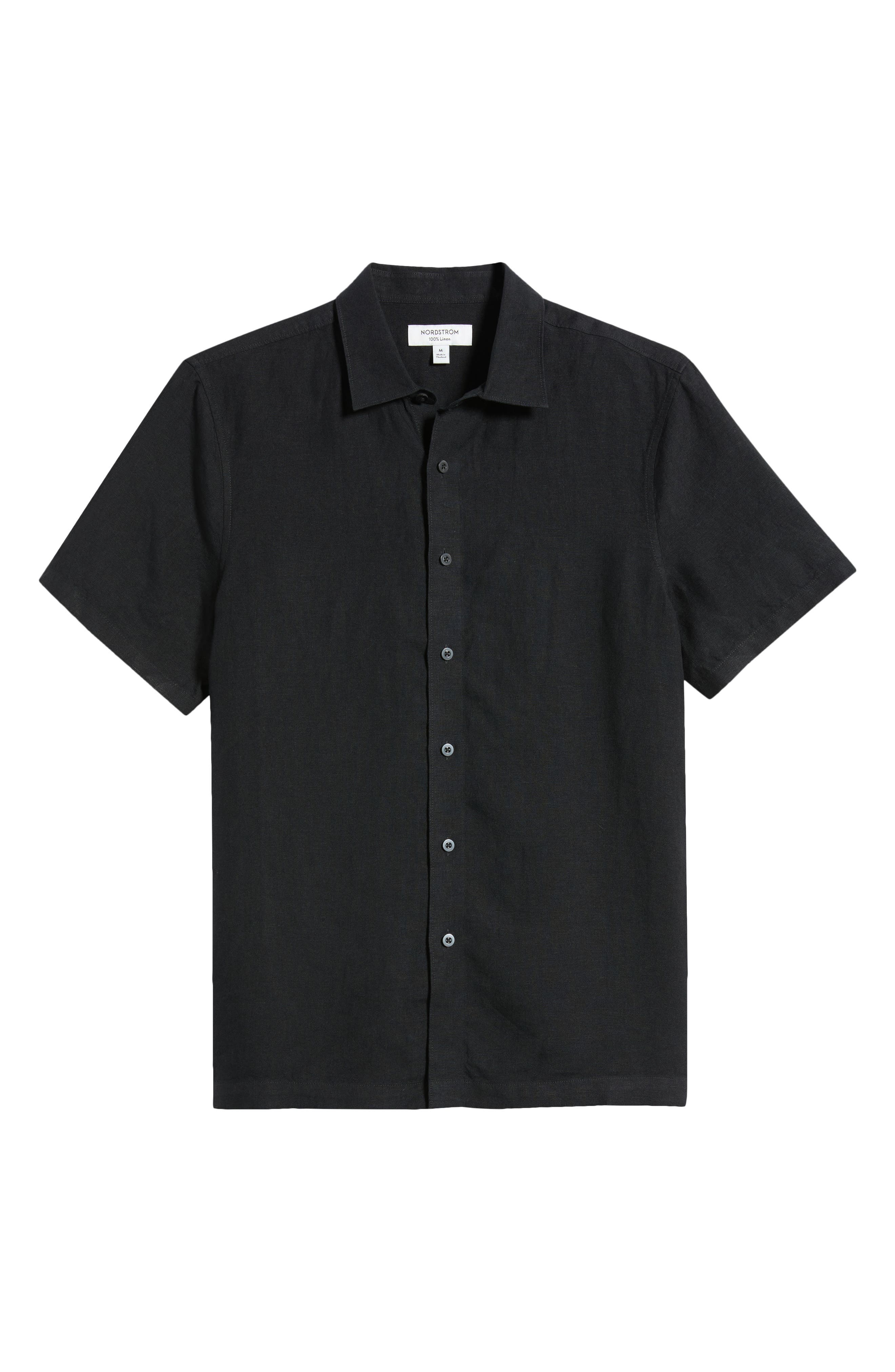 Мужские рубашки Nordstrom Short Sleeve Linen Button-Up Shirt — фото 7