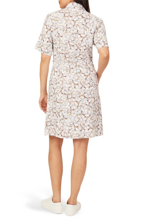 Scotch & Soda Short Sleeve Tie Linen Blend Shirtdress In Multi