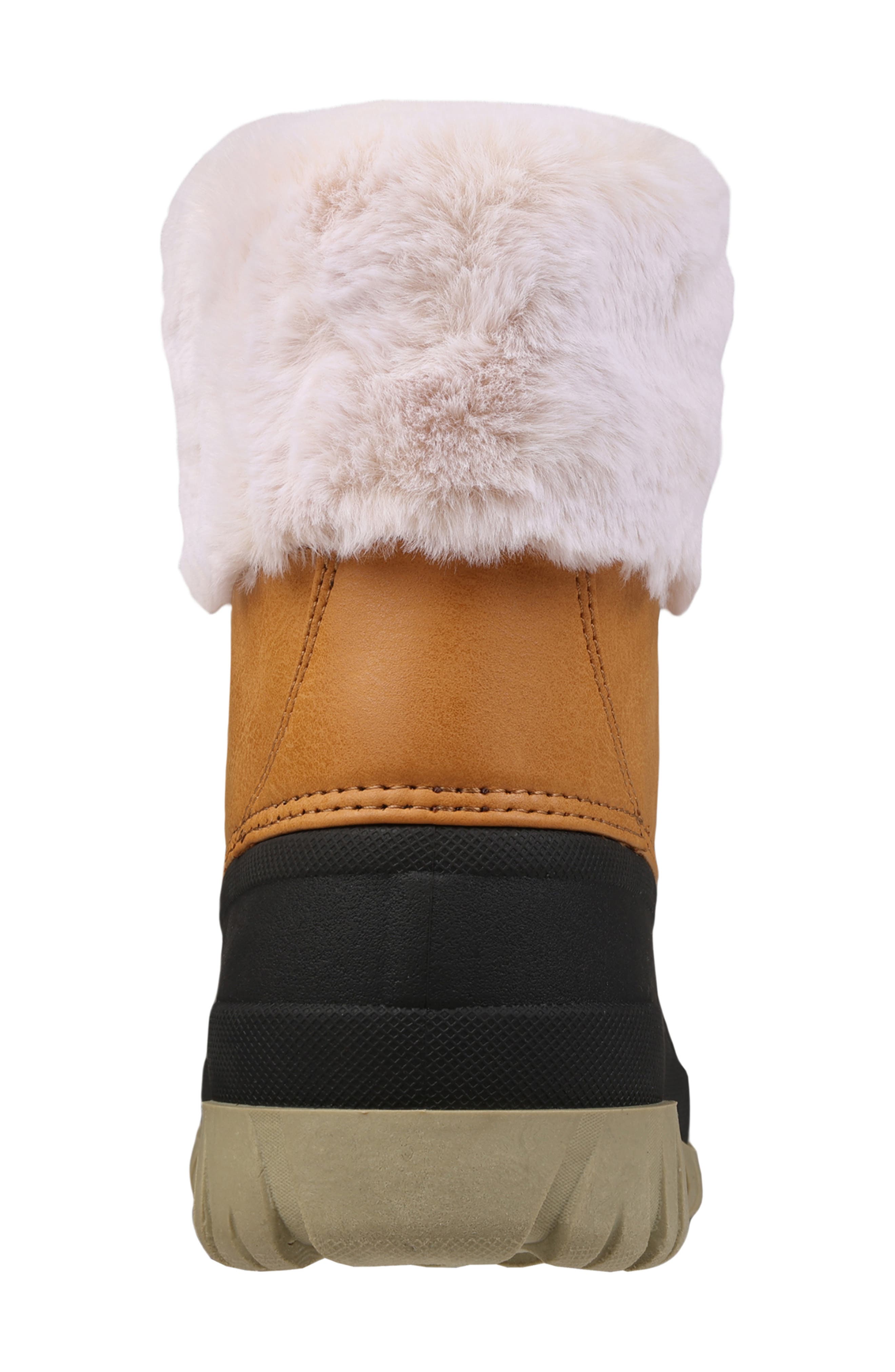 Mykos Faux Fur Lined Duck Boot, Alternate, color, Mustard/ Black