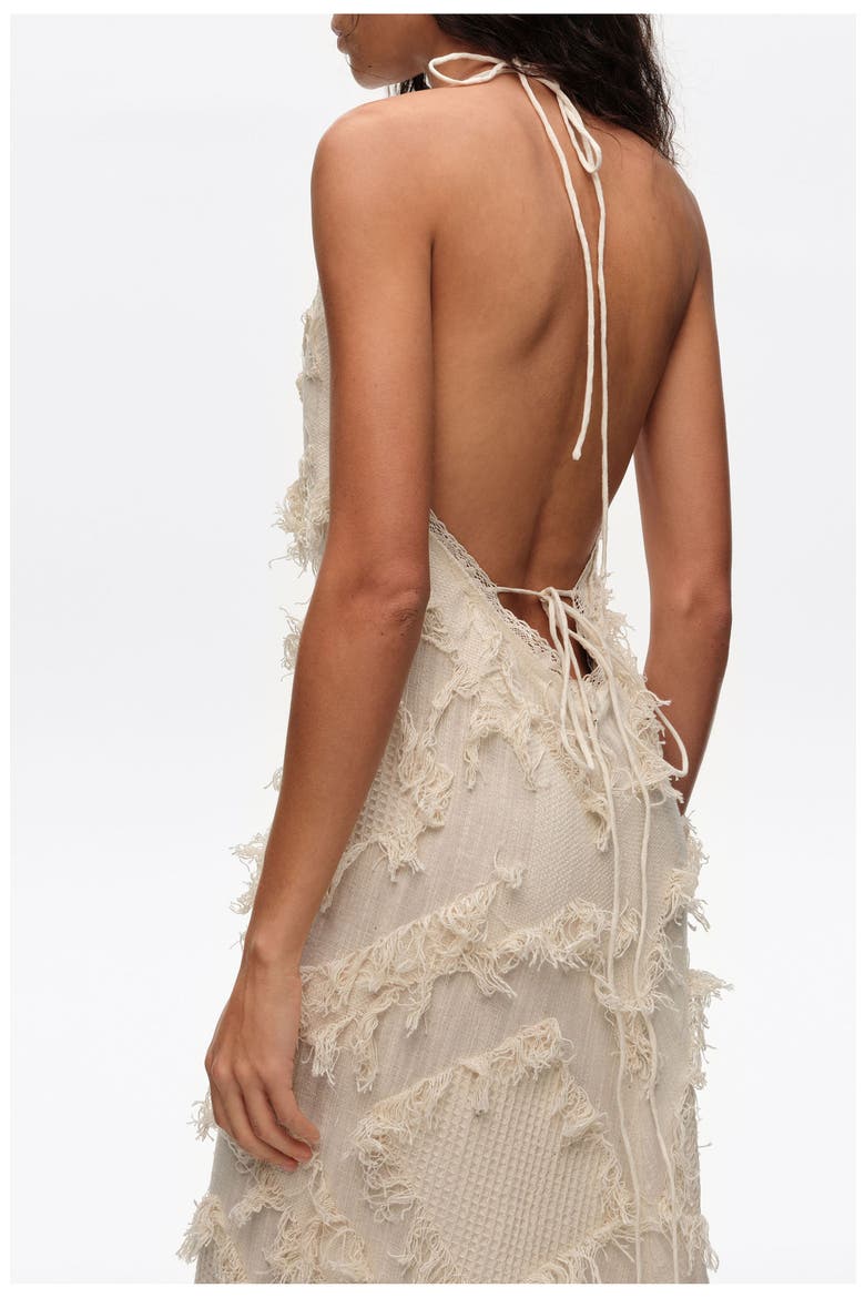 Halter Neck Dress With Fringing, Alternate, color, IVORY