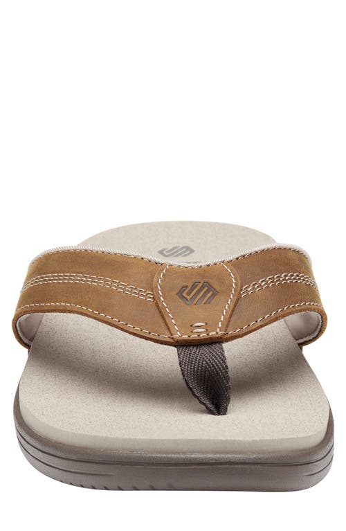 Johnston & Murphy Upton Flip Flop In Brown Oiled Full Grain