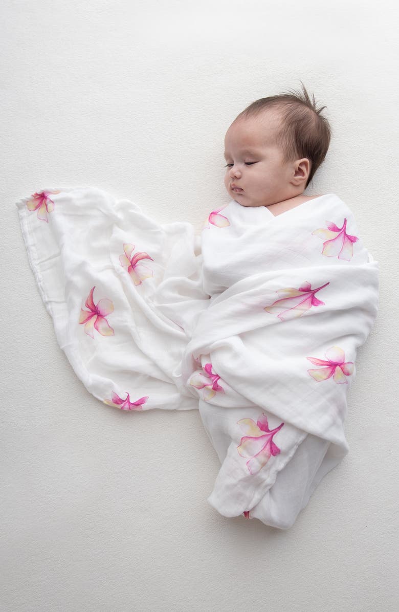 Coco Moon Plumeria Swaddle Blanket, Alternate, color, Plumeria