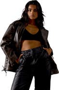 Warehouse Oversized Whipstitch Leather Look Jacket