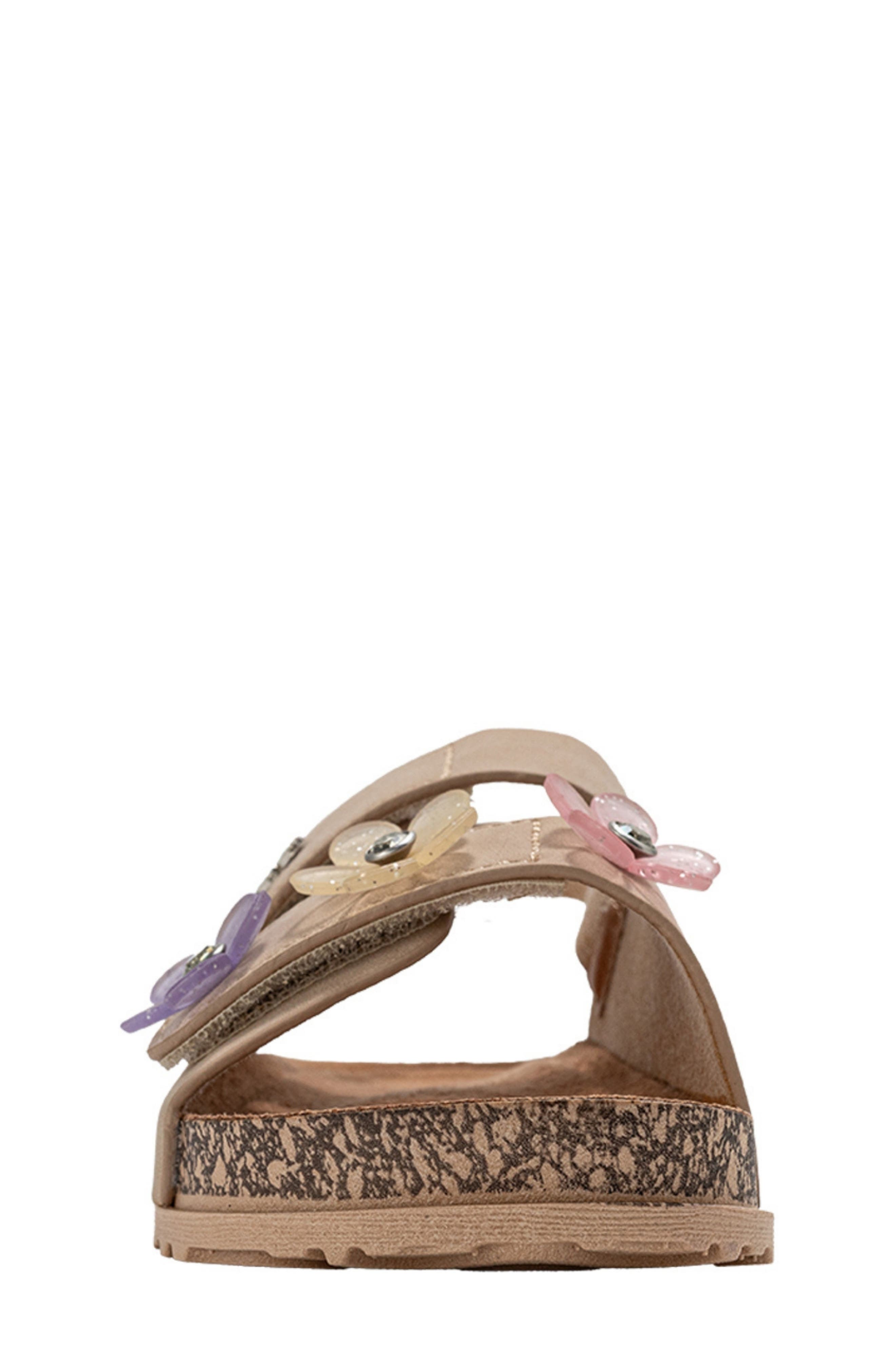 bebe Kids' Blossom Footbed Sandal, Alternate, color, Tan