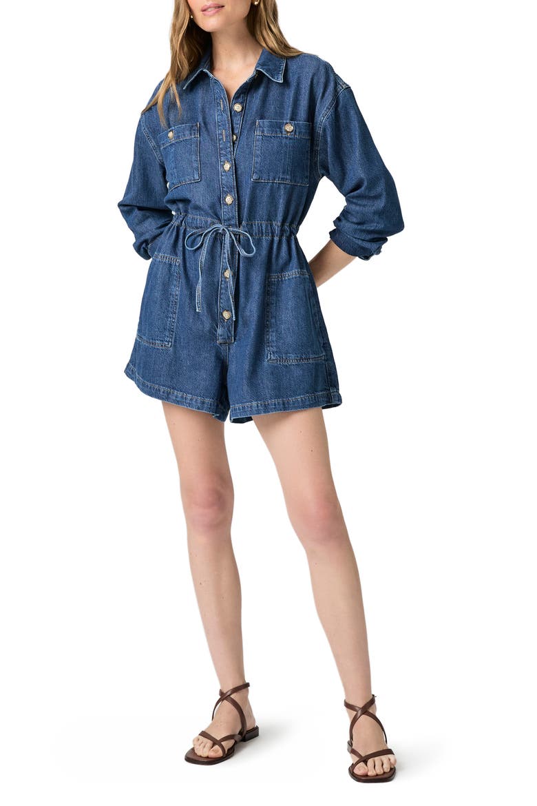Madigan Long Sleeve Denim Romper, Main, color, GLIMPSE