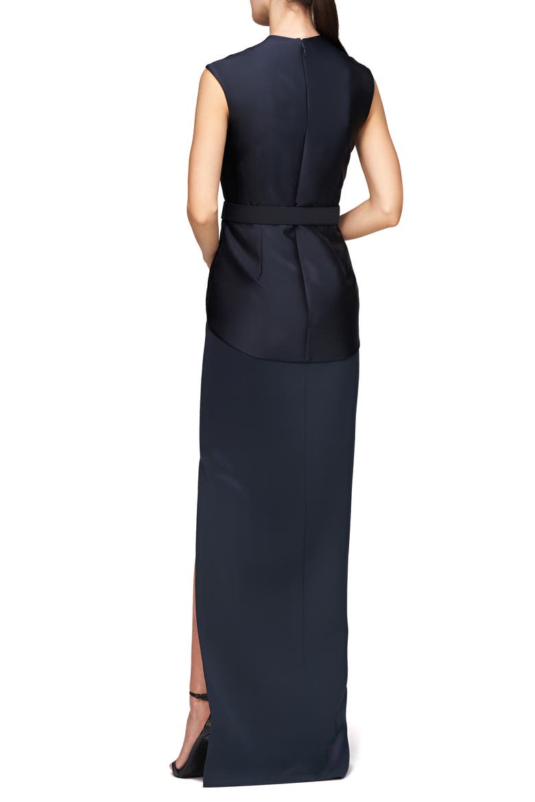 Bronwyn Belted Column Gown, Alternate, color, FRENCH NAVY
