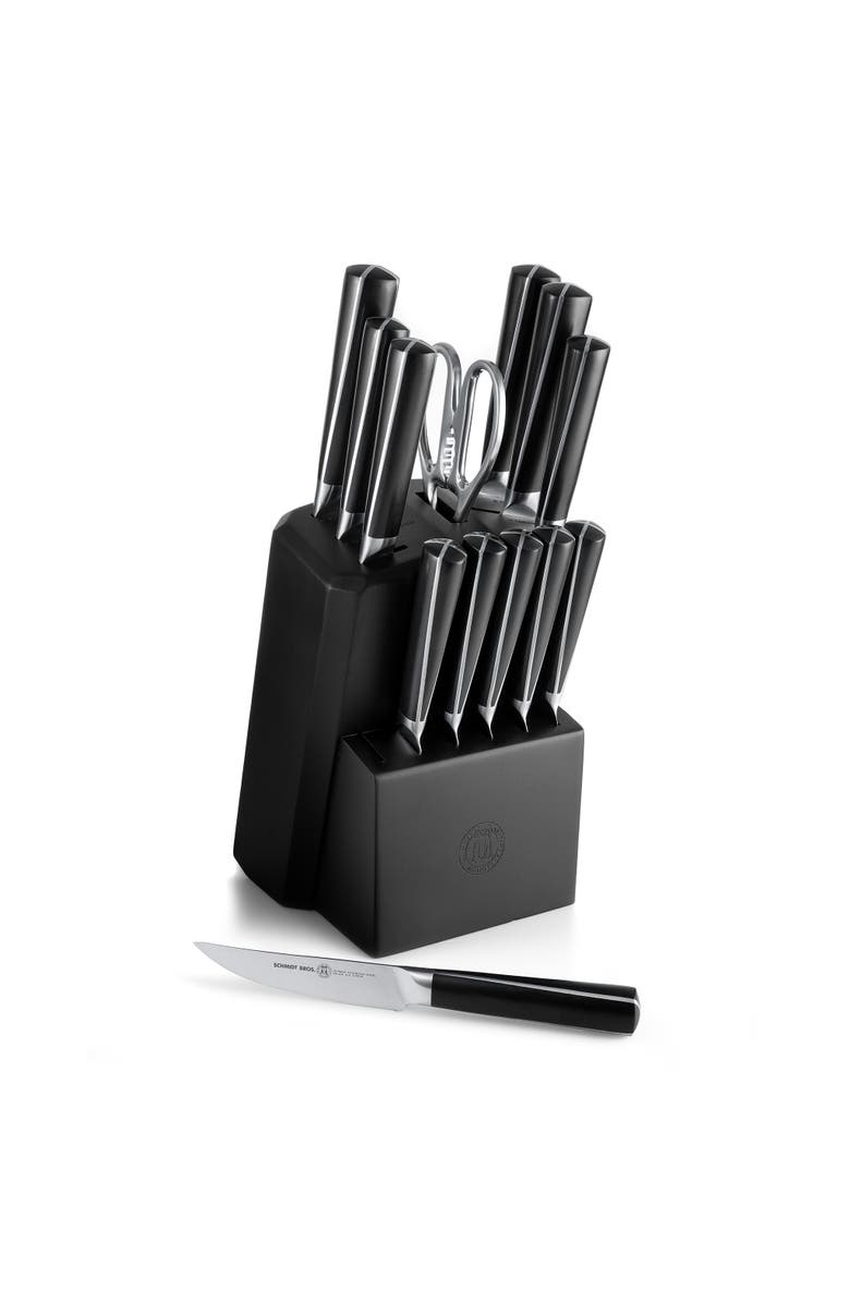 Schmidt Brothers Cutlery Crosstown 15-Piece Knife Block Set, Main, color, Black