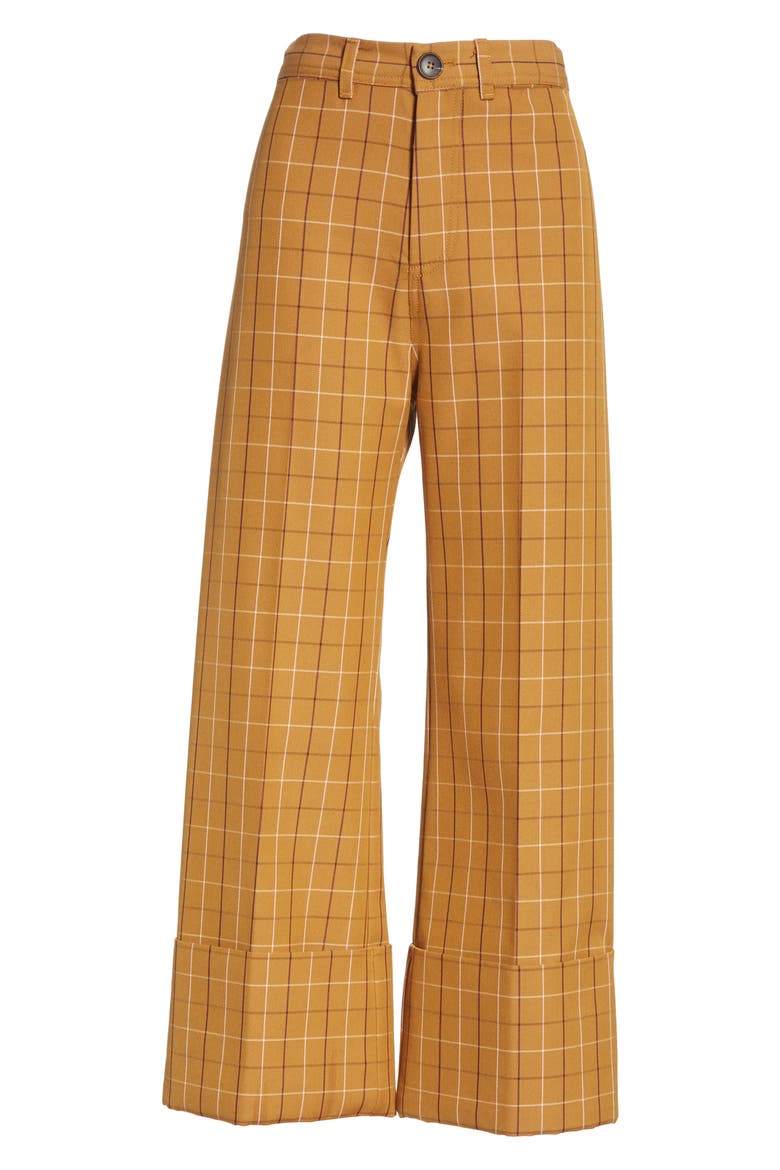 Sea Poirot Plaid Cuff Pants, Alternate, color, CARAMEL MULTI