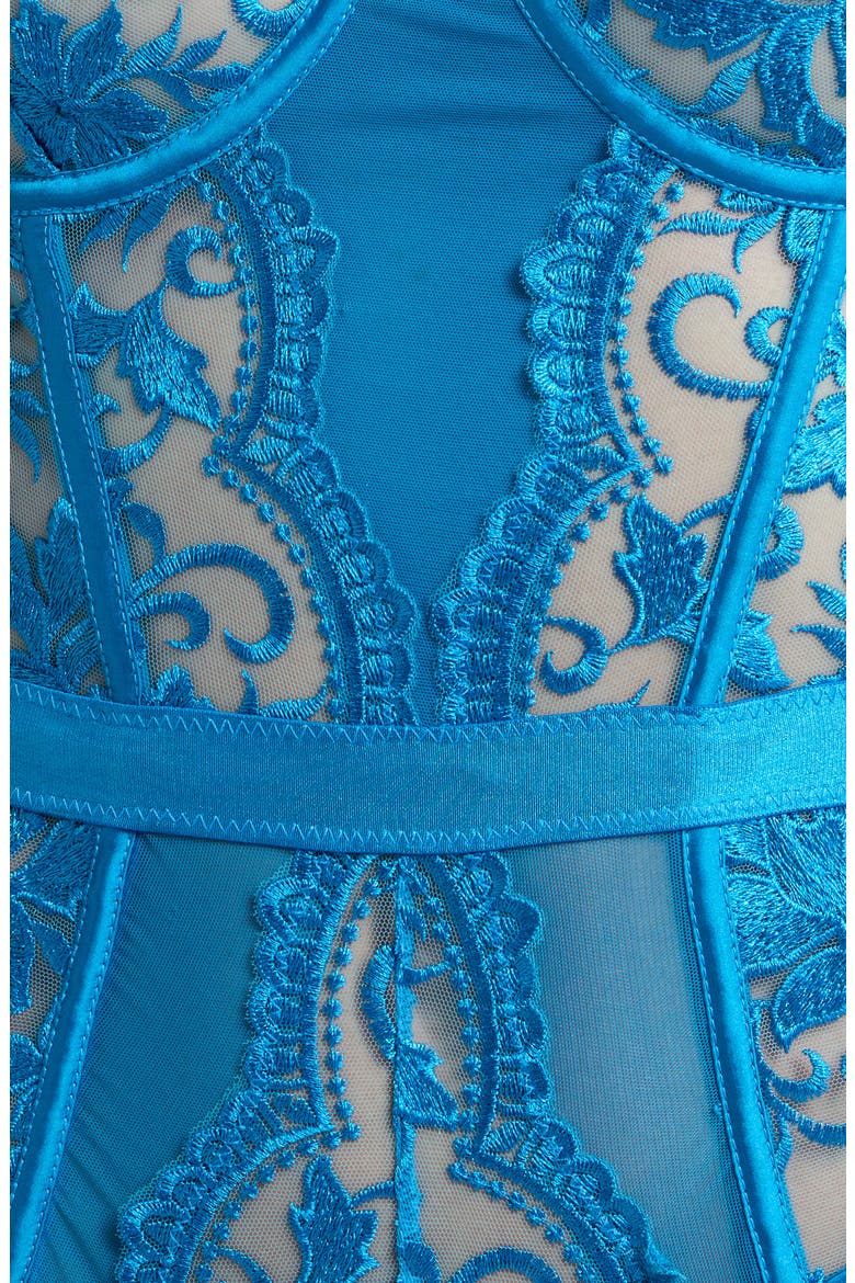 Embroidered Underwire Bodysuit, Alternate, color, BLUE