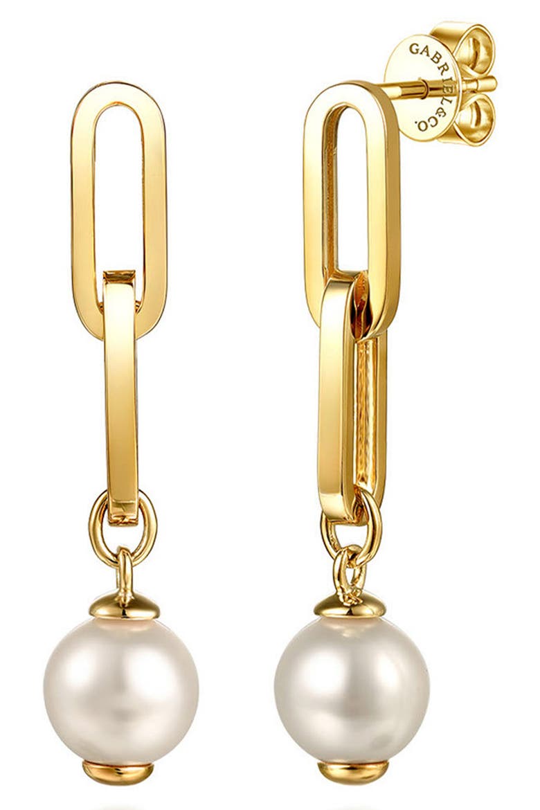 Pearl Drop Earrings, Main, color, GOLD