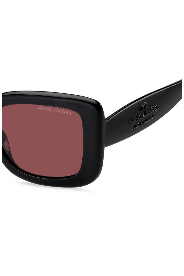 53mm Square Sunglasses, Alternate, color, BLACK/ BURGUNDY