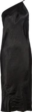 Rick Owens One-Shoulder Satin Midi Dress