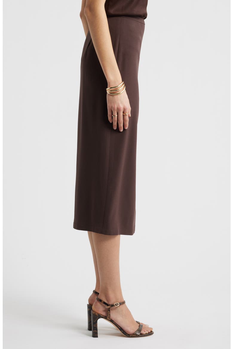 Crepe Midi Pencil Skirt, Alternate, color, BROWN COFFEE