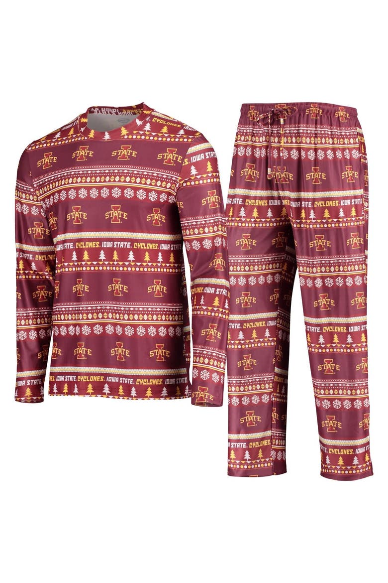 Men's Concepts Sport Cardinal Iowa State Cyclones Ugly Sweater Long Sleeve T-Shirt and Pants Sleep Set, Alternate, color, Cardinal