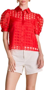 English Factory Puff Sleeve Organza Top