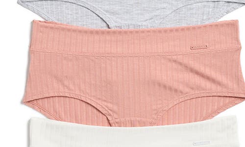 Danskin Assorted 5-pack Ribbed Hipster Briefs In Cameo/salt/gold