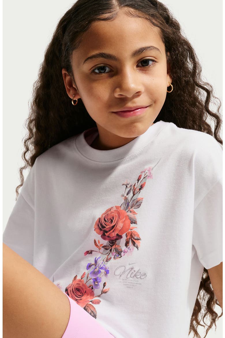 Kids' Sportswear Essentials Bloom Boxy T-Shirt, Alternate, color, WHITE/ PLATINUM TINT