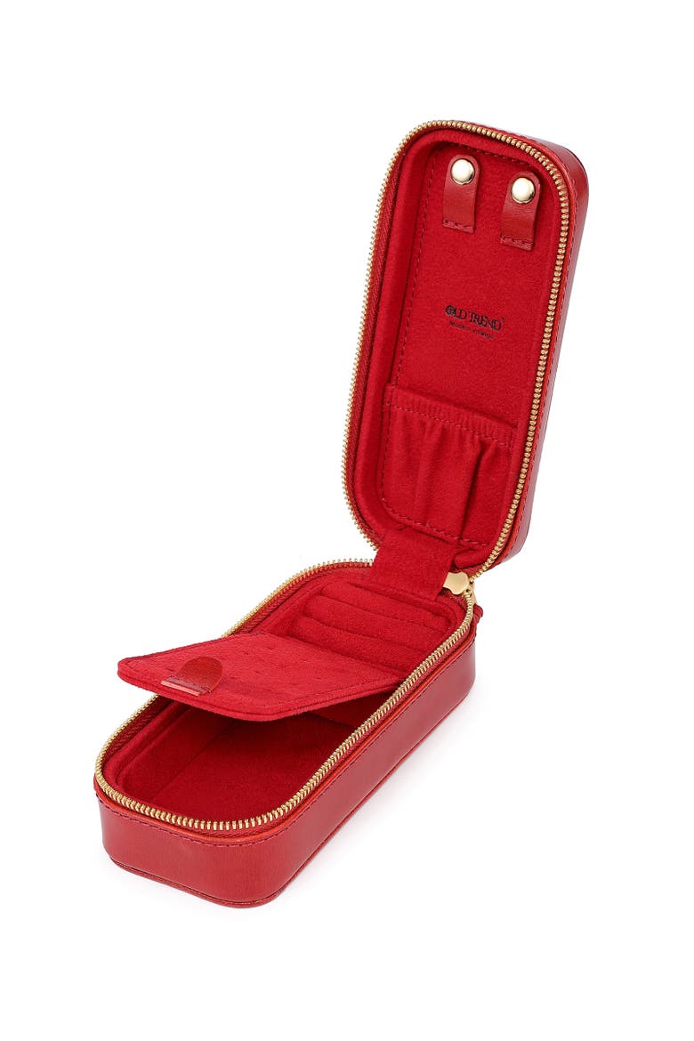 Oblong Genuine Leather Jewelry Box, Alternate, color, Burgundy