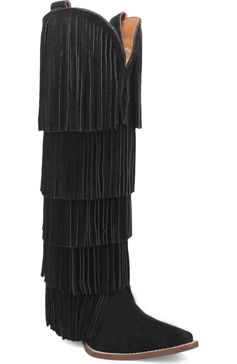 Dingo Wild Child Fringe Knee High Western Boot, Main, color,