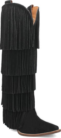 Wild Child Fringe Knee High Western Boot