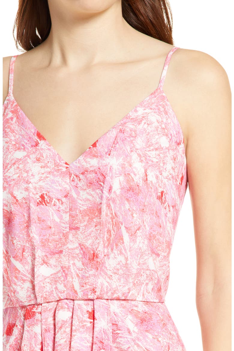 Faux Wrap Camisole Dress, Alternate, color, PINK- RED SPLATTER PAINT