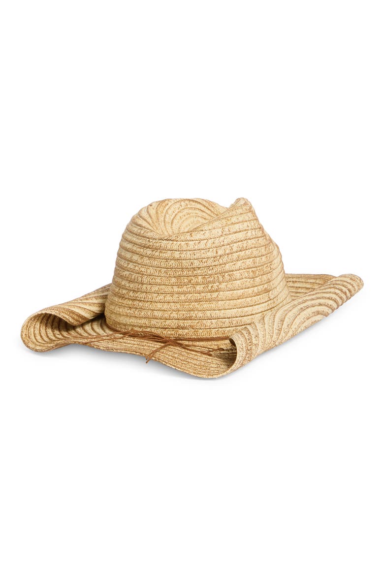 Shell Trim Straw Cowboy Hat, Alternate, color, TOAST