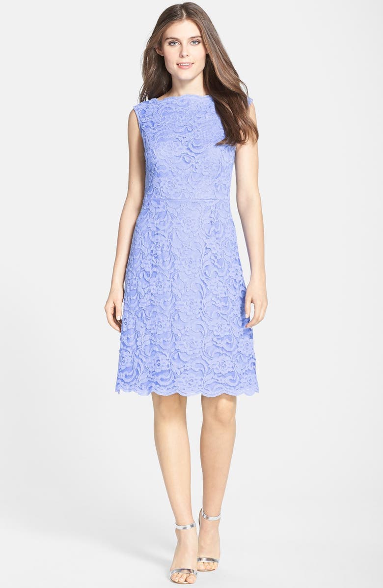 Chetta B Scalloped Lace A-Line Dress, Alternate, color, 
