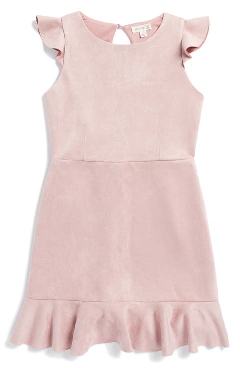 Kids' Faux Suede Flutter Sleeve Dress (Big Kid)