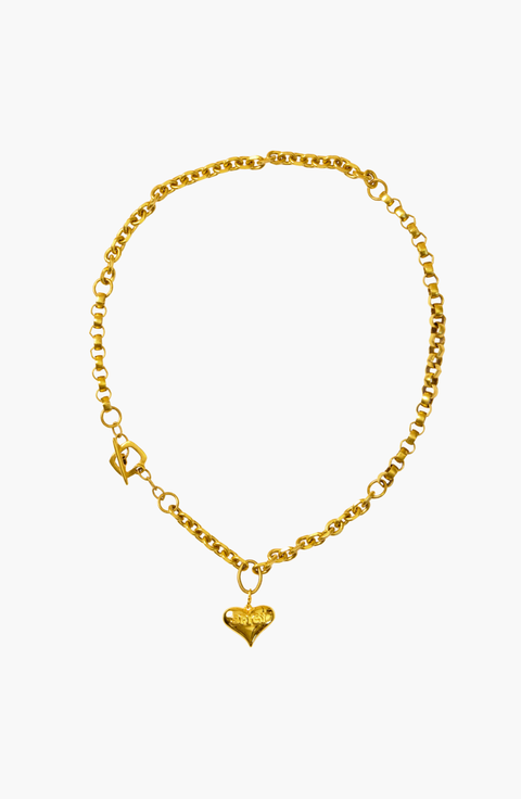 Tito Antique Gold Heart Pendant Necklace