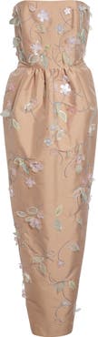 BERNADETTE Lena Beaded Appliqué Strapless Dress
