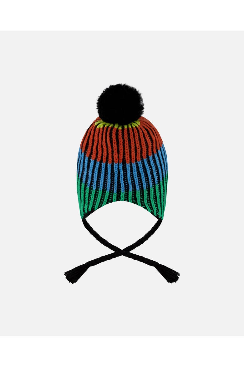 Lined Peruvian Knit Winter Hat with Pompom Multicolor, Alternate, color, Multicolored