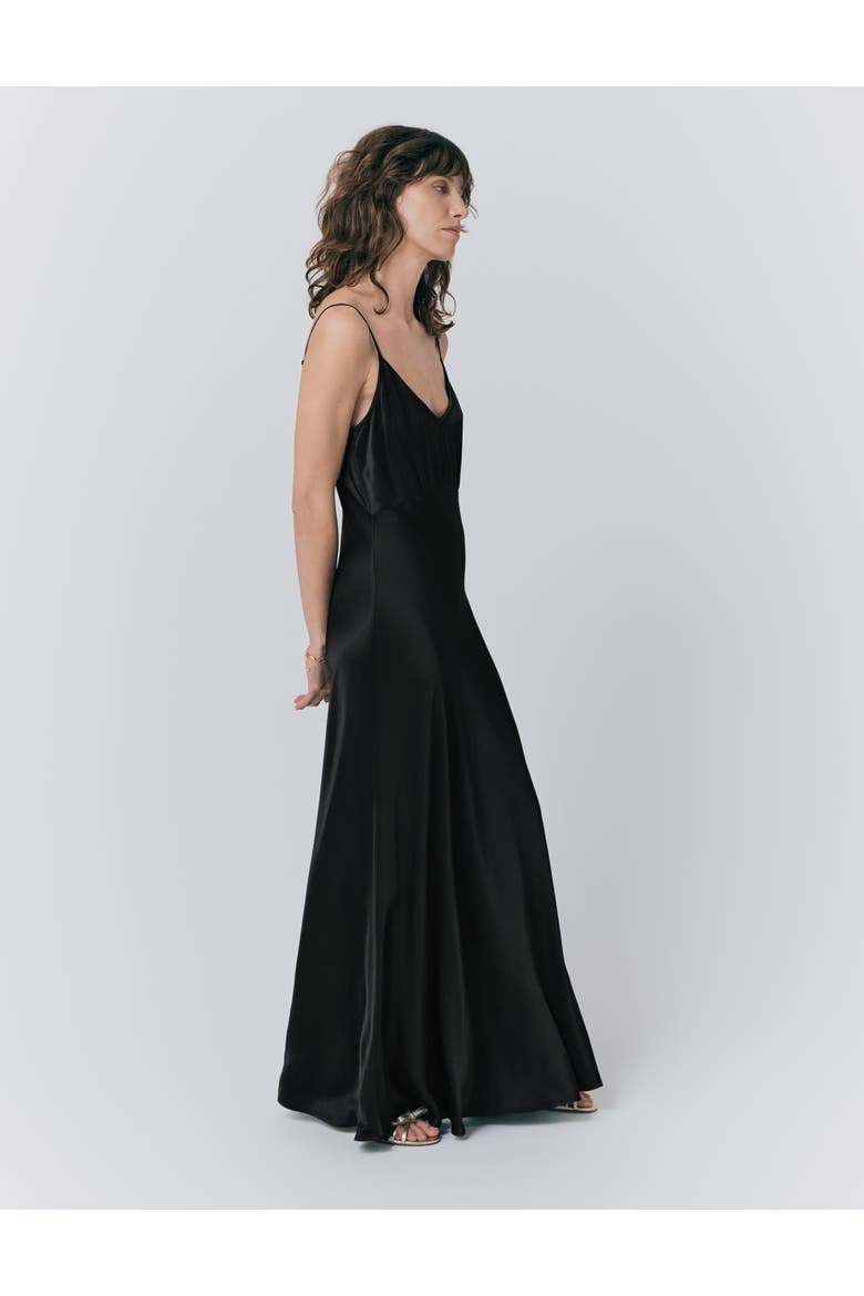 Winnie Satin Maxi Dress, Alternate, color, Black