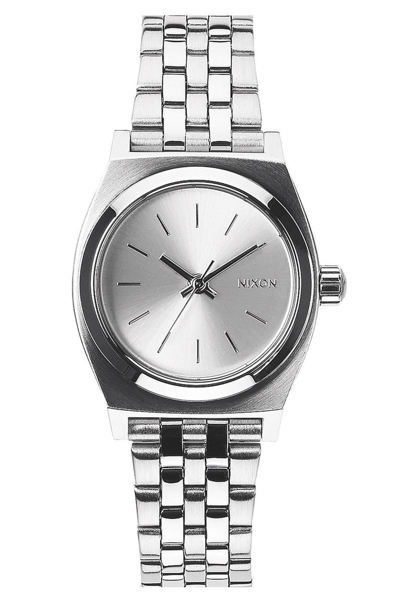 Nixon 'The Small Time Teller' Bracelet Watch, 26mm, Alternate, color, Silver