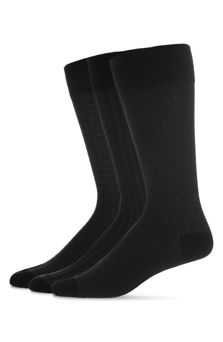 MeMoi Assorted 3-Pack Dress Socks, Alternate, color, Black-Black-Black