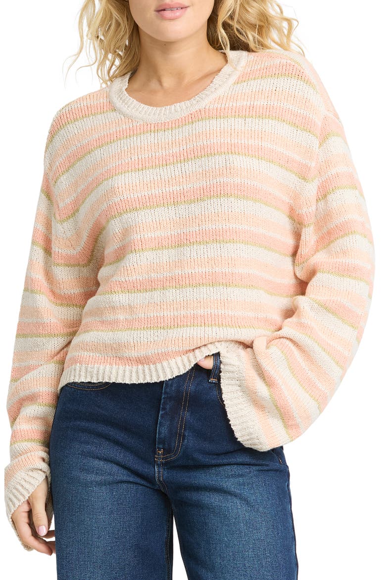 Bright Sol Stripe Cotton Blend Sweater, Main, color, LIGHT PEACH