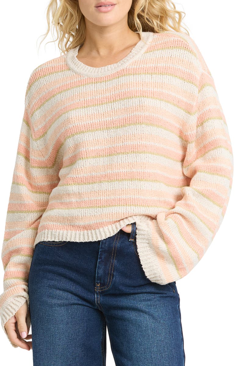 Billabong Bright Sol Stripe Cotton Blend Sweater, Main, color, 