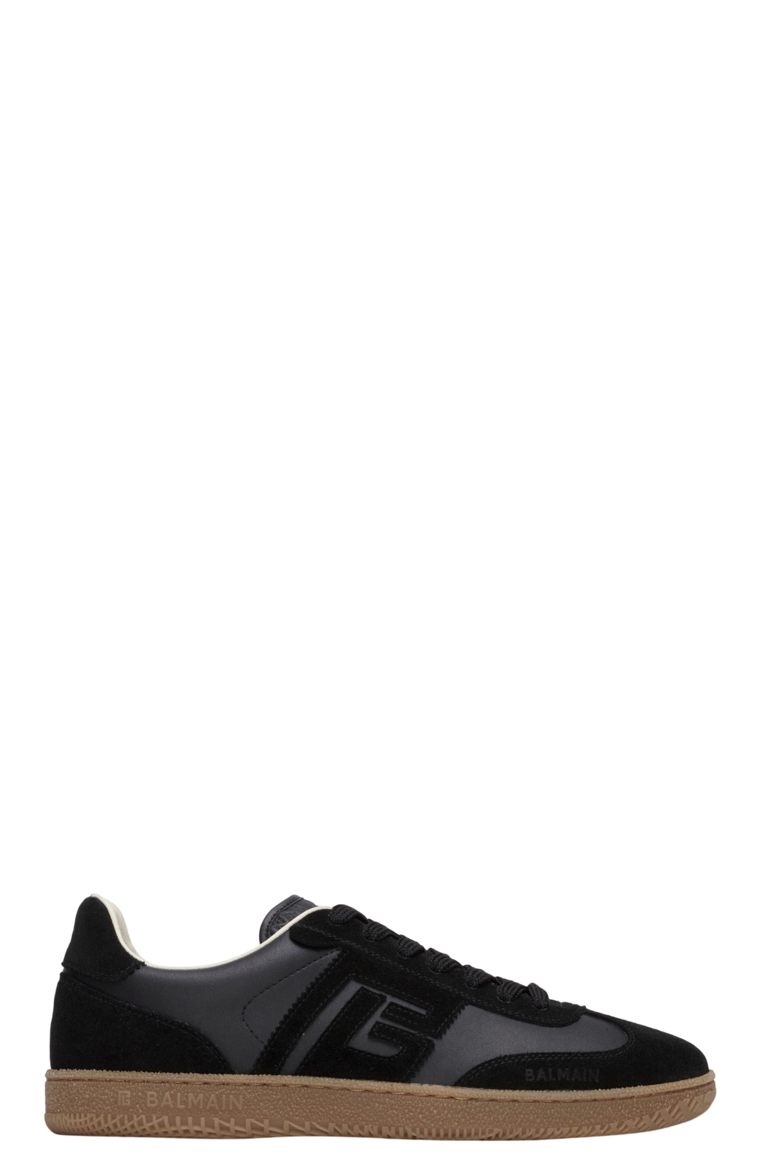 Balmain Swan trainers in smooth leather and suede, Alternate, color, Black