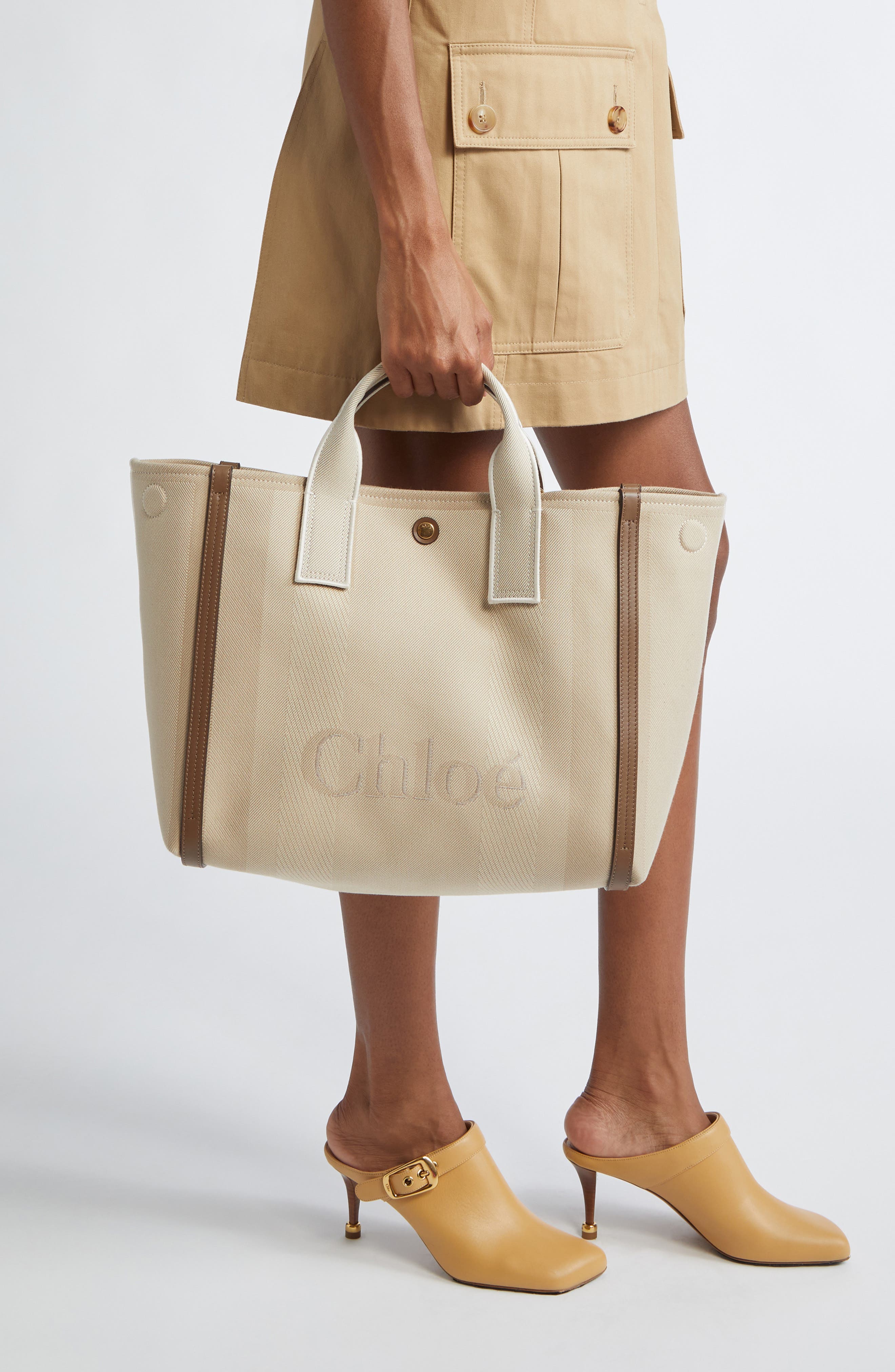 Chloé Carry Canvas Jacquard Tote, Alternate, color, 