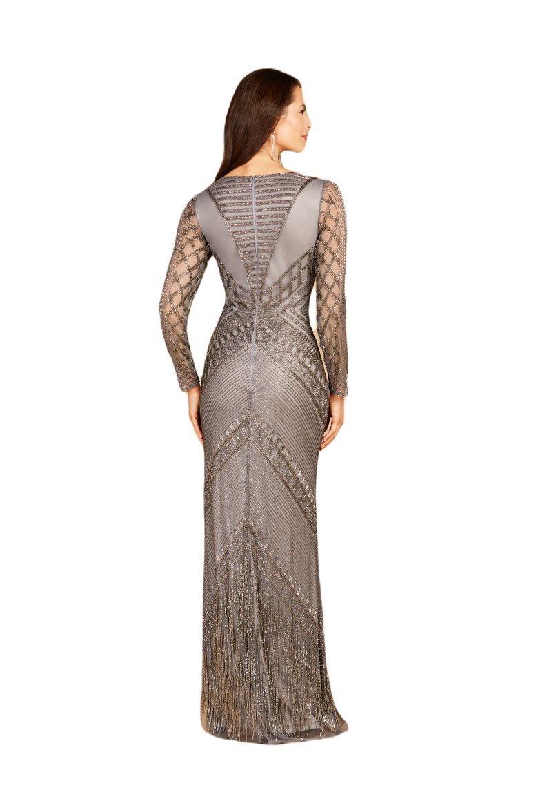 Long Sleeve Fringe Dress, Alternate, color, Grey