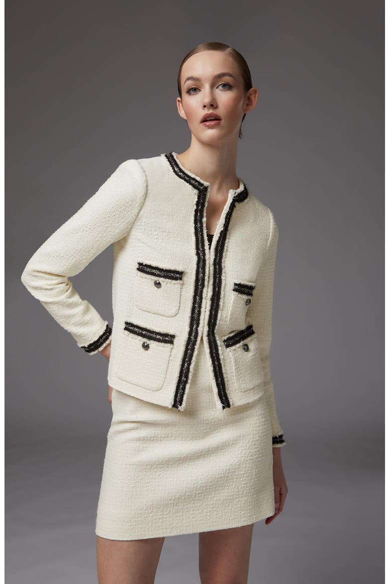 Charlee Tweed Miniskirt, Alternate, color, CREAM