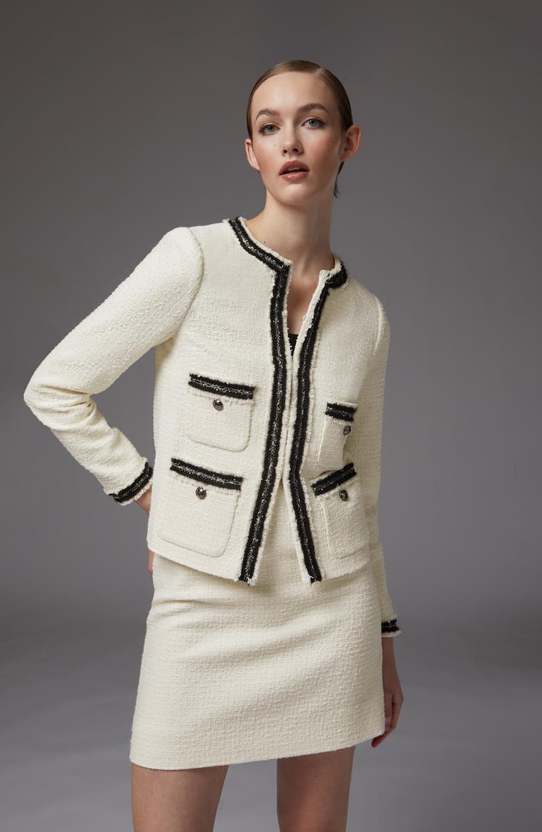 LK Bennett Charlee Tweed Miniskirt, Alternate, color, Cream