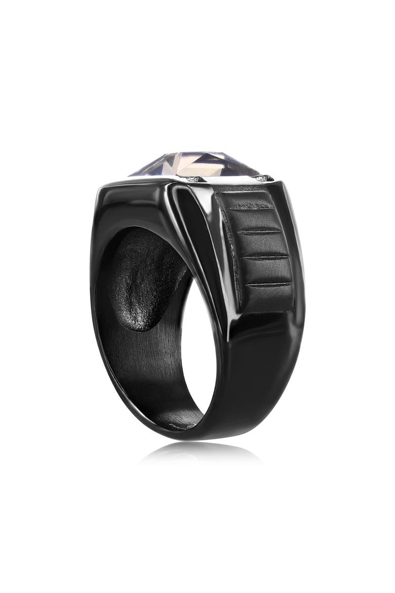 Mens' Stainless Steel Spinel & CZ Ring, Alternate, color, GRAY SPINEL