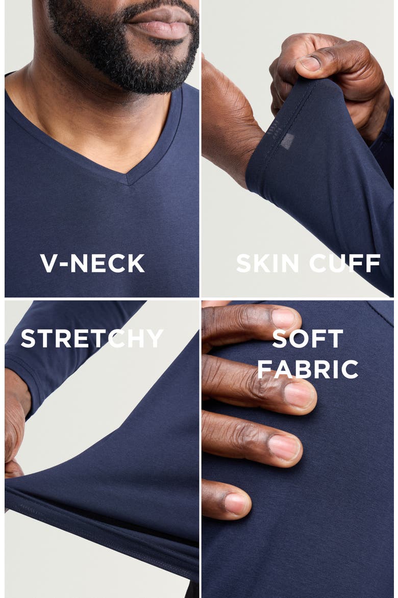 V-Neck Long Sleeve T-Shirt, Alternate, color, NAVY