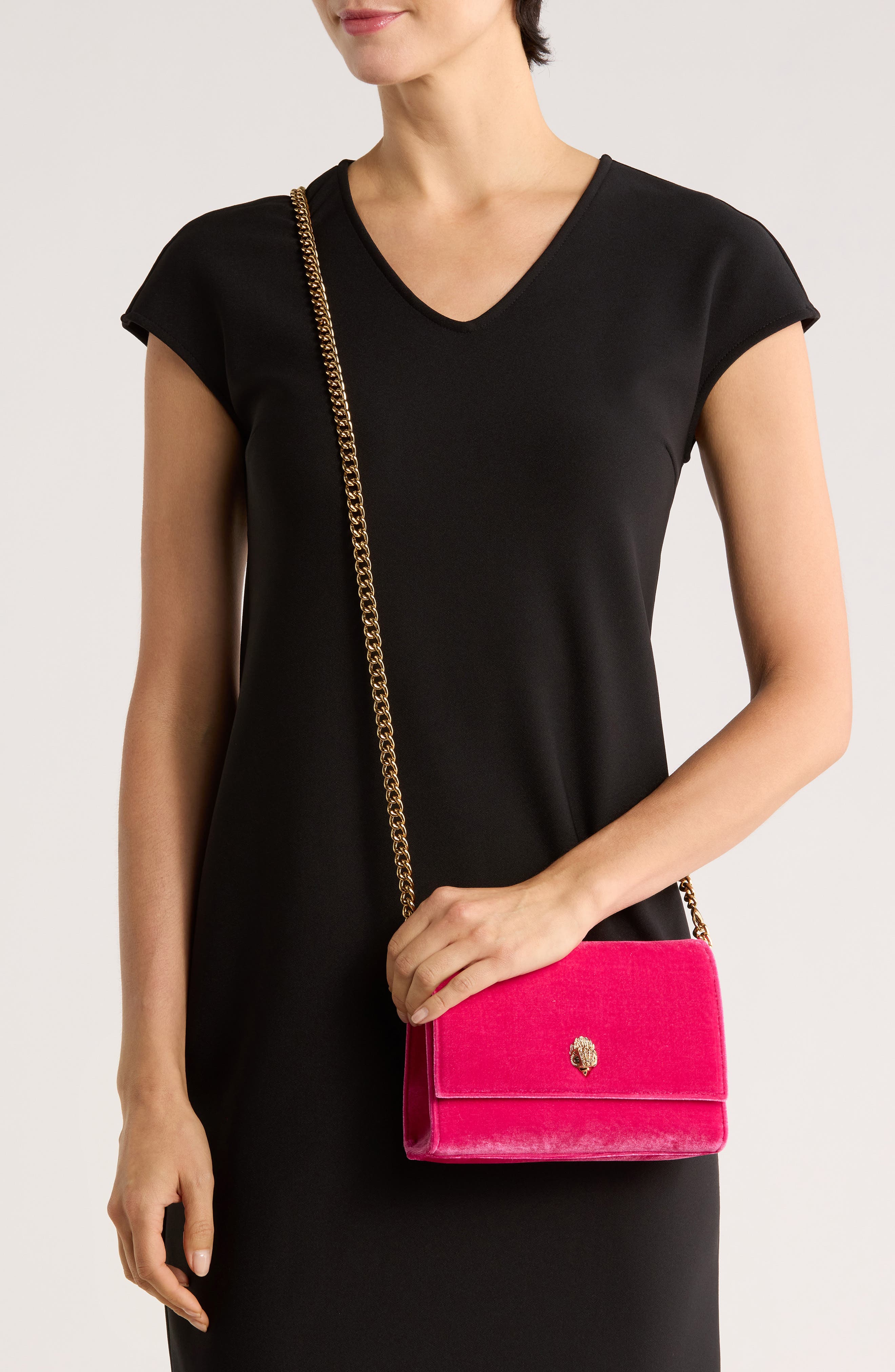 Kurt Geiger London KGL Velvet Clutch, Alternate, color, Bright Pink