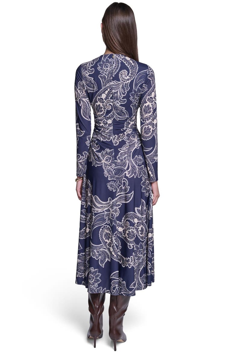 Long Sleeve Paisley Printed Jersey Midi Dress, Alternate, color, Navy Multi