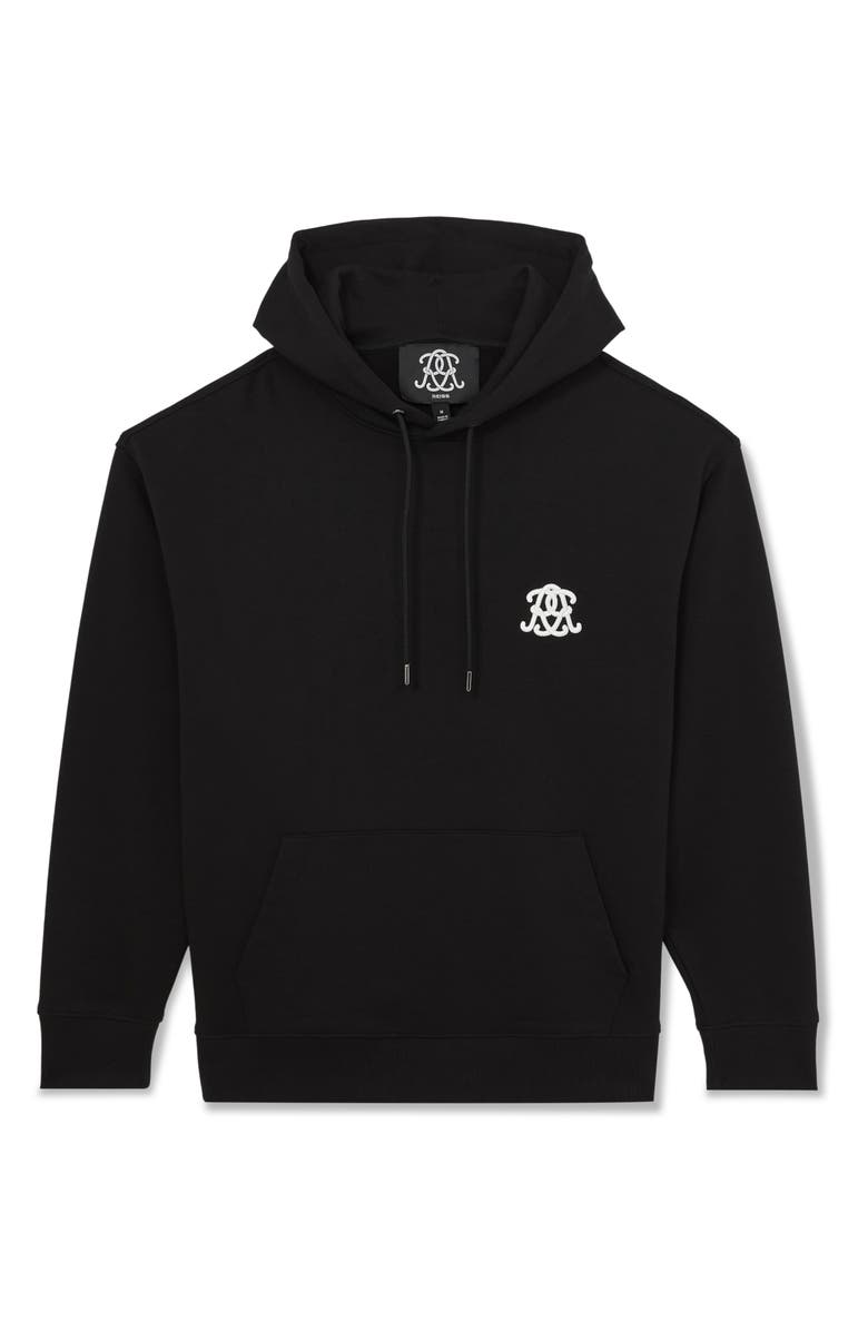 Reiss Conlin Embroidered Hoodie, Alternate, color, Black