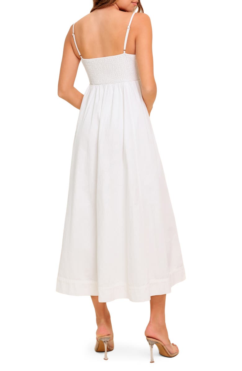 FLYING TOMATO Denim Button Front Midi Dress, Alternate, color, White