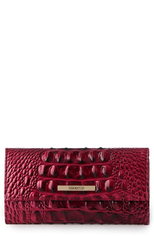 Brahmin Cordelia Croc Embossed Leather Trifold Wallet In Merlot