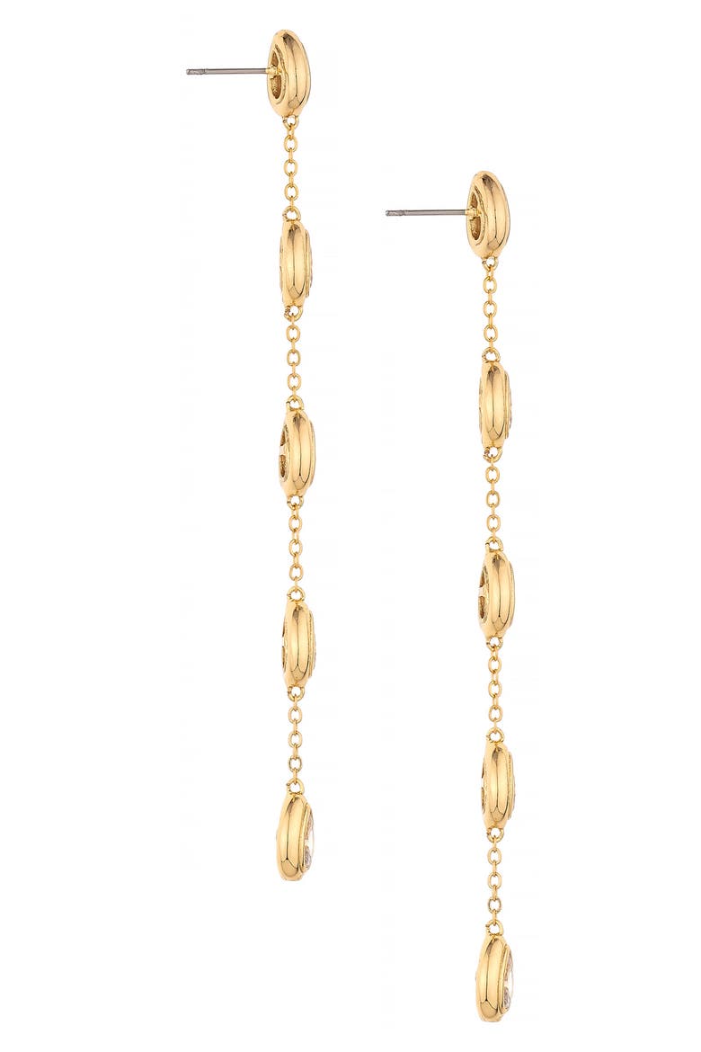Crystal Teardrop Linear Drop Earrings, Alternate, color, GOLD